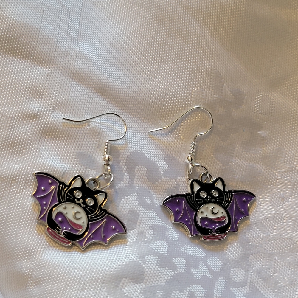 🌲BUY 1 GET 1 FREE 🌲 Purple and Black Bat Earrings